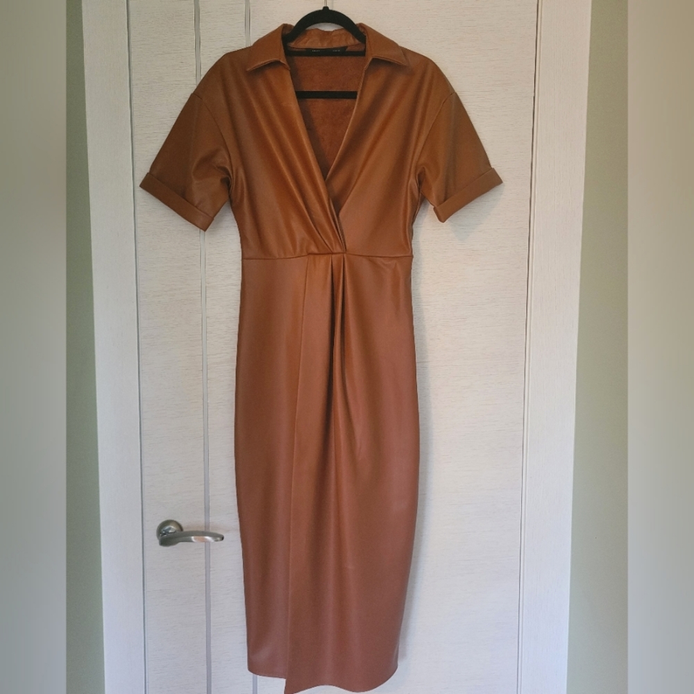 Zara faux leather fall dress